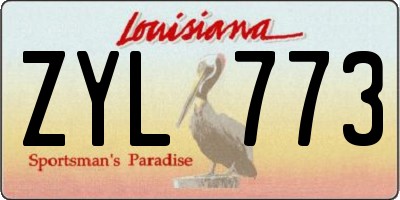 LA license plate ZYL773