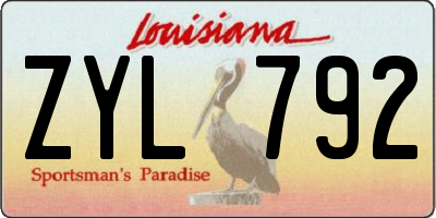 LA license plate ZYL792