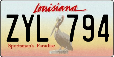 LA license plate ZYL794