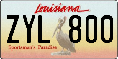 LA license plate ZYL800