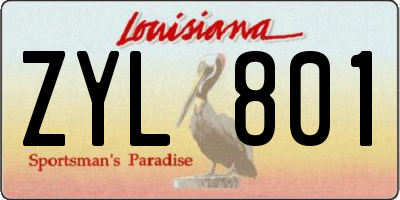 LA license plate ZYL801