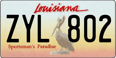 LA license plate ZYL802