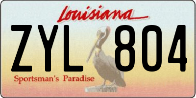 LA license plate ZYL804