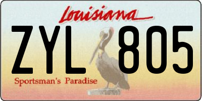 LA license plate ZYL805