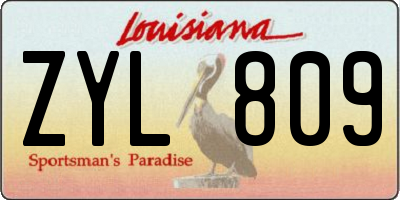 LA license plate ZYL809