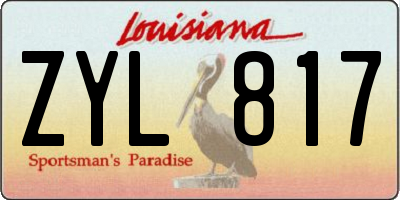 LA license plate ZYL817