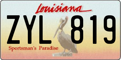 LA license plate ZYL819