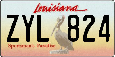 LA license plate ZYL824