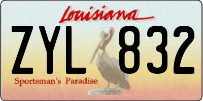 LA license plate ZYL832