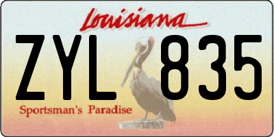 LA license plate ZYL835