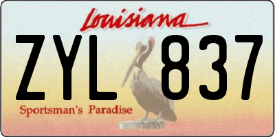 LA license plate ZYL837