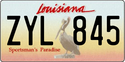 LA license plate ZYL845
