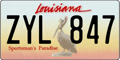 LA license plate ZYL847