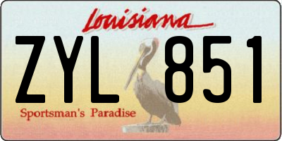 LA license plate ZYL851