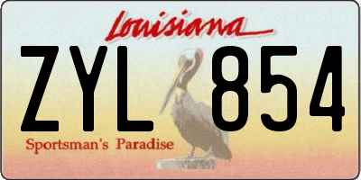 LA license plate ZYL854