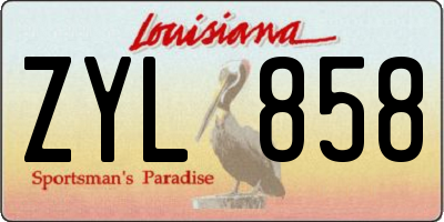 LA license plate ZYL858