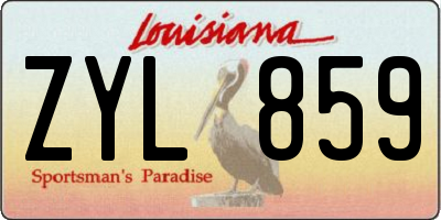 LA license plate ZYL859