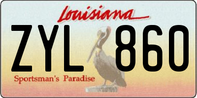 LA license plate ZYL860