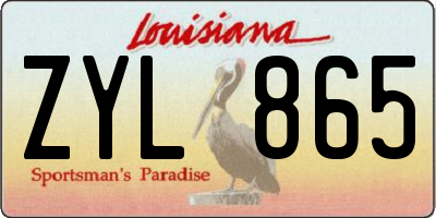 LA license plate ZYL865