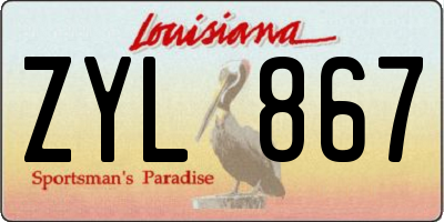 LA license plate ZYL867
