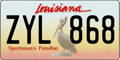 LA license plate ZYL868