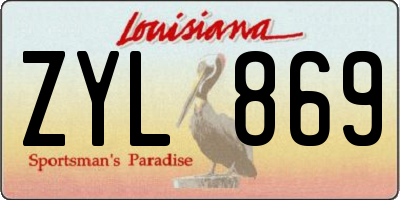 LA license plate ZYL869