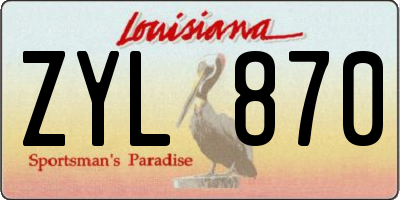 LA license plate ZYL870