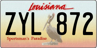 LA license plate ZYL872