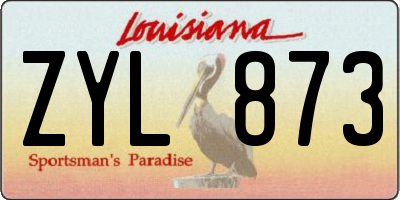 LA license plate ZYL873