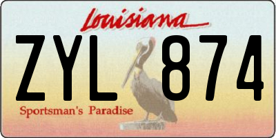 LA license plate ZYL874