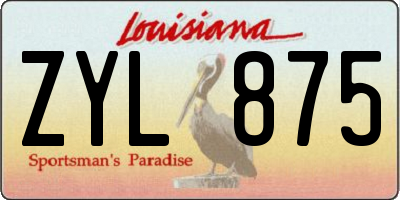 LA license plate ZYL875