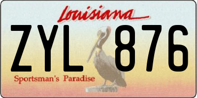 LA license plate ZYL876