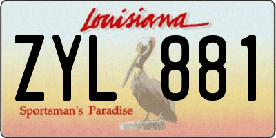 LA license plate ZYL881