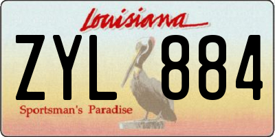 LA license plate ZYL884