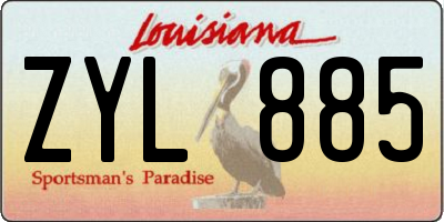 LA license plate ZYL885