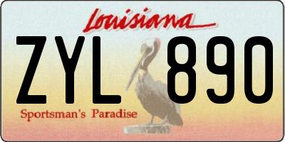 LA license plate ZYL890