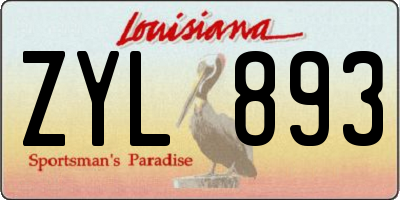 LA license plate ZYL893