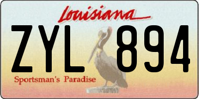 LA license plate ZYL894