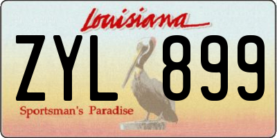 LA license plate ZYL899