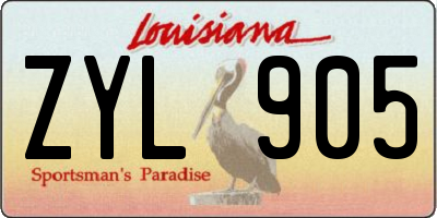 LA license plate ZYL905