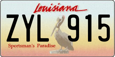 LA license plate ZYL915