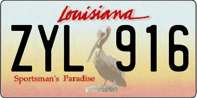 LA license plate ZYL916