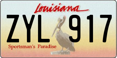 LA license plate ZYL917