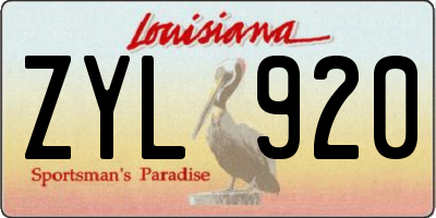 LA license plate ZYL920