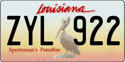 LA license plate ZYL922