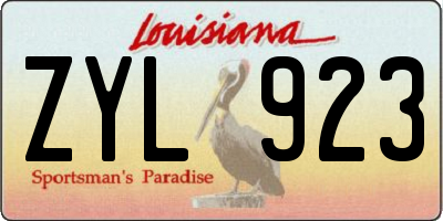 LA license plate ZYL923