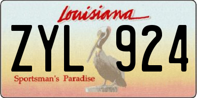 LA license plate ZYL924