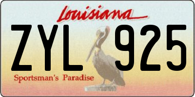 LA license plate ZYL925