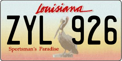 LA license plate ZYL926