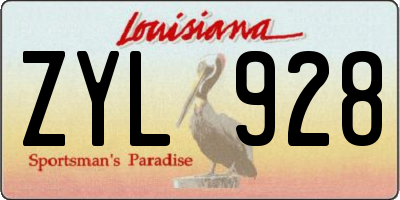 LA license plate ZYL928